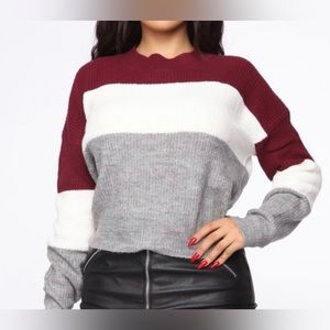 Tell Me More Sweater - Burgundy/combo